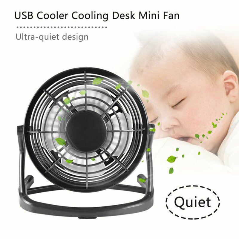 Draagbare Dc 5V Kleine Desk Usb 4 Blades Cooler Cooling Fan Usb Mini Fans Bediening Super Mute Stille Pc/Laptop/Notebook