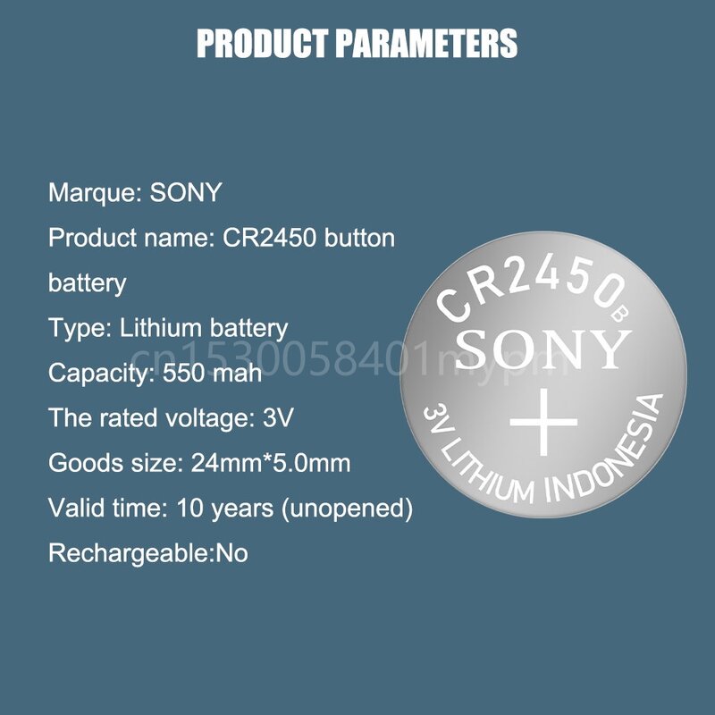 Sony-baterías de litio para reloj de coche, pila de botón de Control remoto, CR2450 CR 100%, 3V, DL2450, BR2450, LM2450, 2450 Original