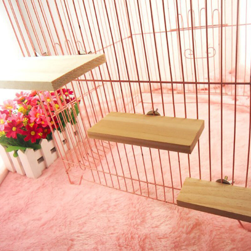 Plataforma de madeira suporte animais estimação brinquedos papagaio hamster poleiros pata gerbils trampolim com fácil instalação gaiola limpa