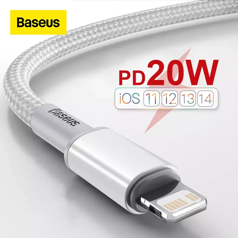 Baseus 20W USB C สำหรับ iPhone 13 12 11 Pro Max XR 8 PD ชาร์จสำหรับ iPhone สายชาร์จสำหรับ MacBook iPad ประเภท C