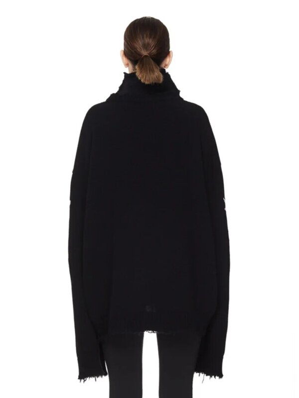 Suéter de cuello alto rasgado para hombre y mujer, suéter con diseño de personalidad, moda de otoño e invierno, novedad de 2022