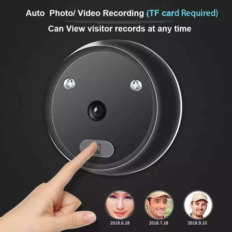 Topvico Video Peephole Doorbell Camera Video-eye Auto Record Electronic Ring Night View Digital Door Viewer Entry Home Security