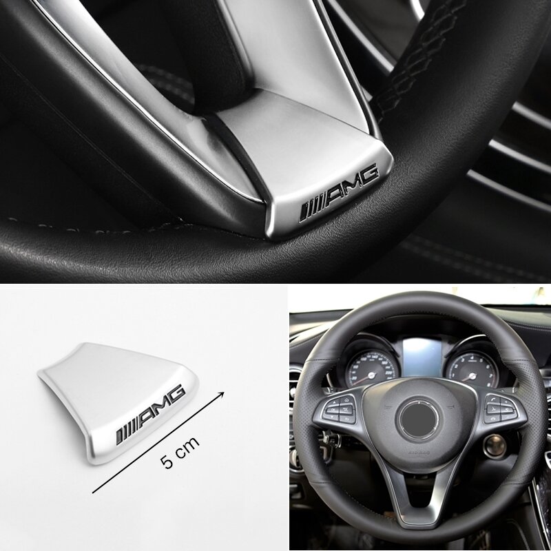 عجلة توجيه سيارة معدن شعار ملصق السيارات التصميم لمرسيدس بنز AMG W204 W205 W203 W211 W212 W201 W210 C200 C260 C300