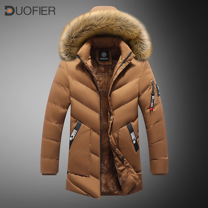 Men Winter Warm Thick Hooded Fleece Parkas Male Casual Windproof Fur Collar Jacket Coat Man Fashion Cotton-Padded Parka Overcoat