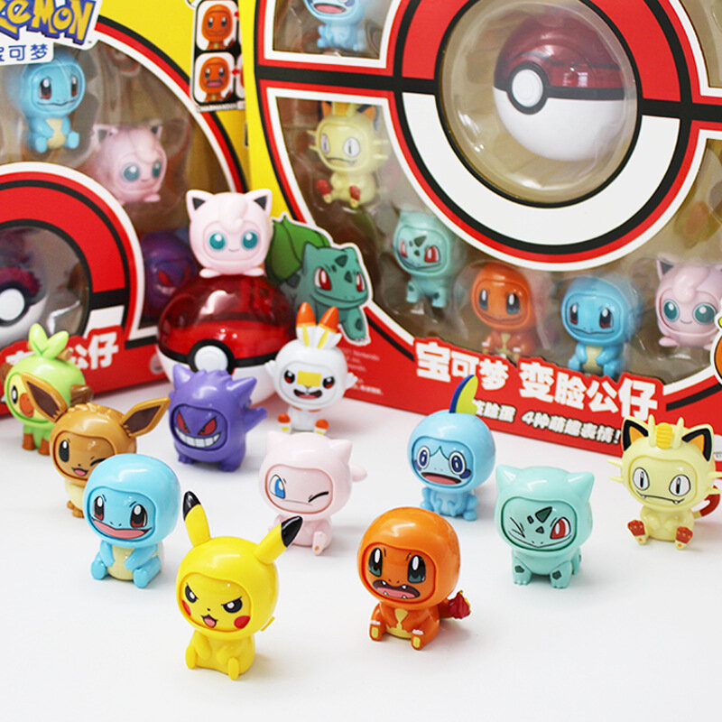 Pokemon Go Sobble Pikachu Gender Jigglypuff Meowth Eevee PVC Action Figures Face-Changing 4-8cm Figurine Model Toys
