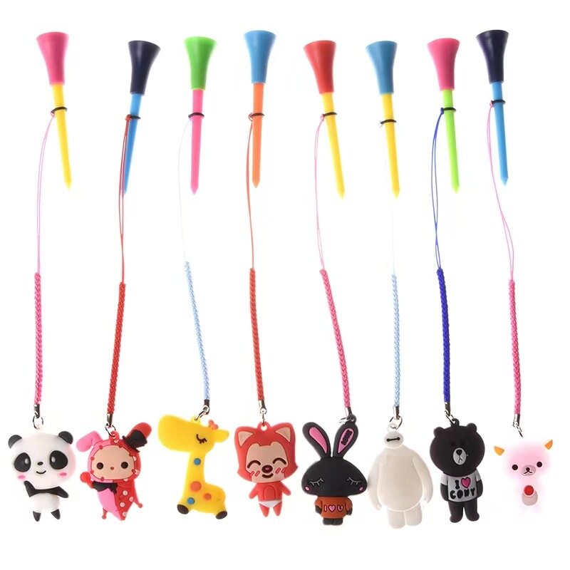 1Pcs Golf Rubber Tees With Handmade Different Cartoon Pattern Rope Prevent loss Golf Ball Holder Braided Rope Golf Accessories