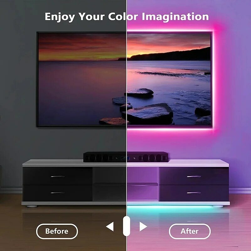 RGB Led Strip Cahaya 5050SMD Pita TV Bluetooth Aplikasi Kontrol 5V USB Led Pita Fleksibel Pita Dioda Pita untuk TV Lampu Belakang Dekorasi Ruangan