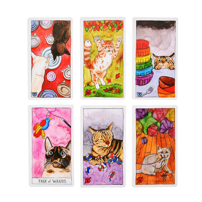 Gato tarot inglês cartão de jogo de tabuleiro reunião da família venda quente diversão 78 pçs/set corretly coordenação mão-olho com pdf guidbook