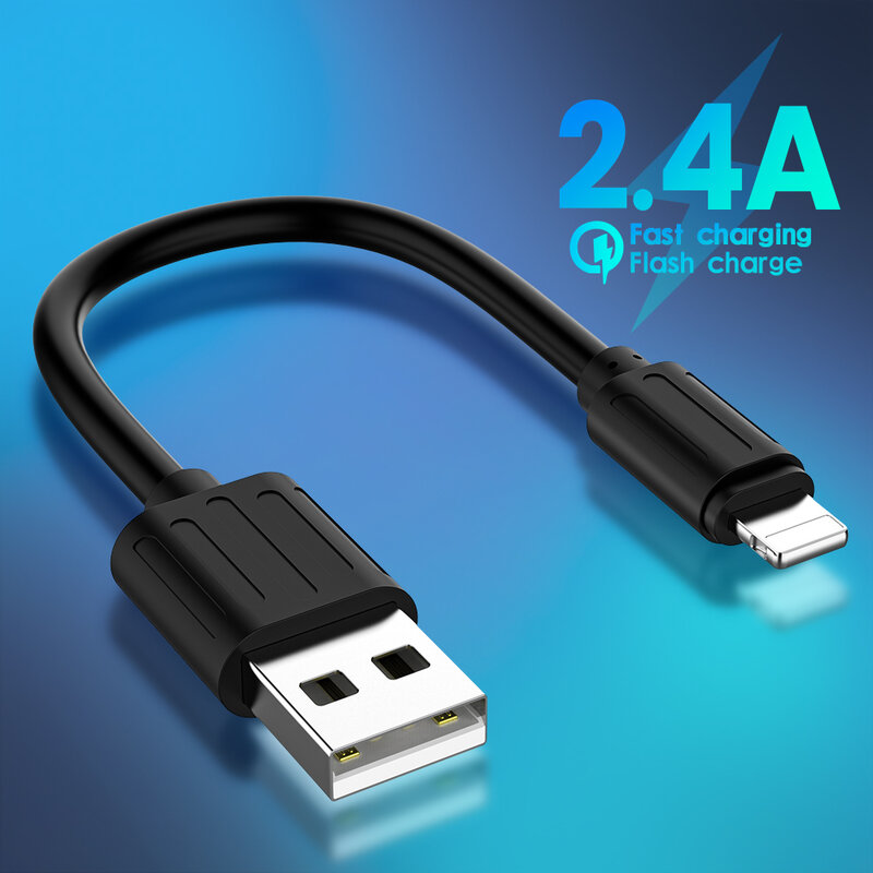 Cable de datos USB de 25CM, cargador portátil corto para iPhone 14, 13, 12, 11 Pro, carga rápida de 0,25 M, Mini Cable