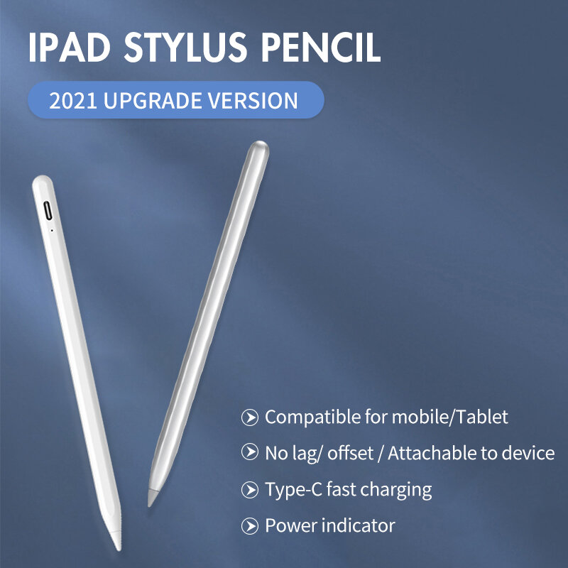 قلم شحن سريع لجهاز Apple iPad Pro من الجيل الجديد قلم لمس للرسم مع امتزاز مغناطيسي لإمالة رفض النخيل