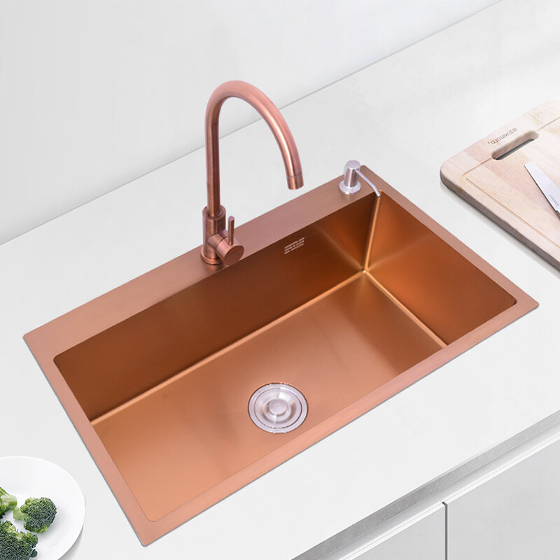 Kitchen rose gold hot and cold water faucet can be rotated only faucet