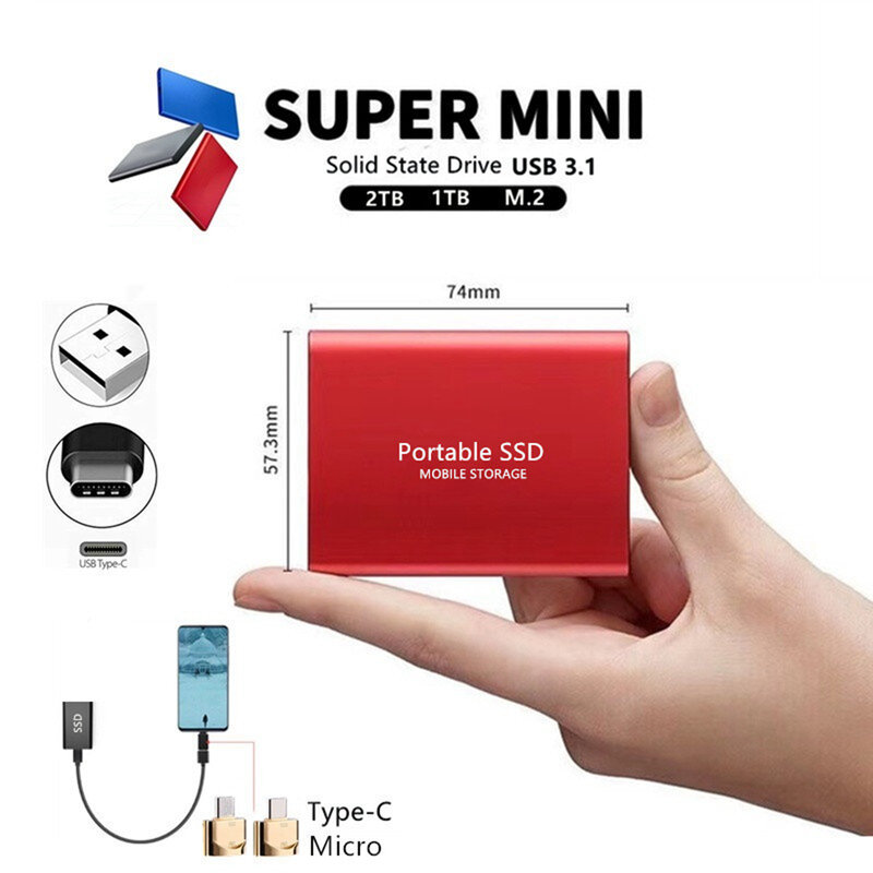 2022 New Portable High-speed Mobile Solid State Drive 4TB 8TB 16TB SSD Mobile Hard Drives External Storage Decives For Laptop