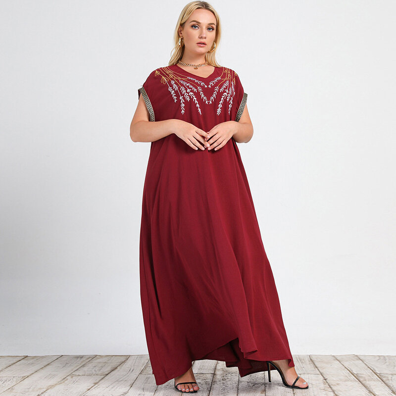 Plus size  Large women's fashion Bohemian wheat print A-line dress