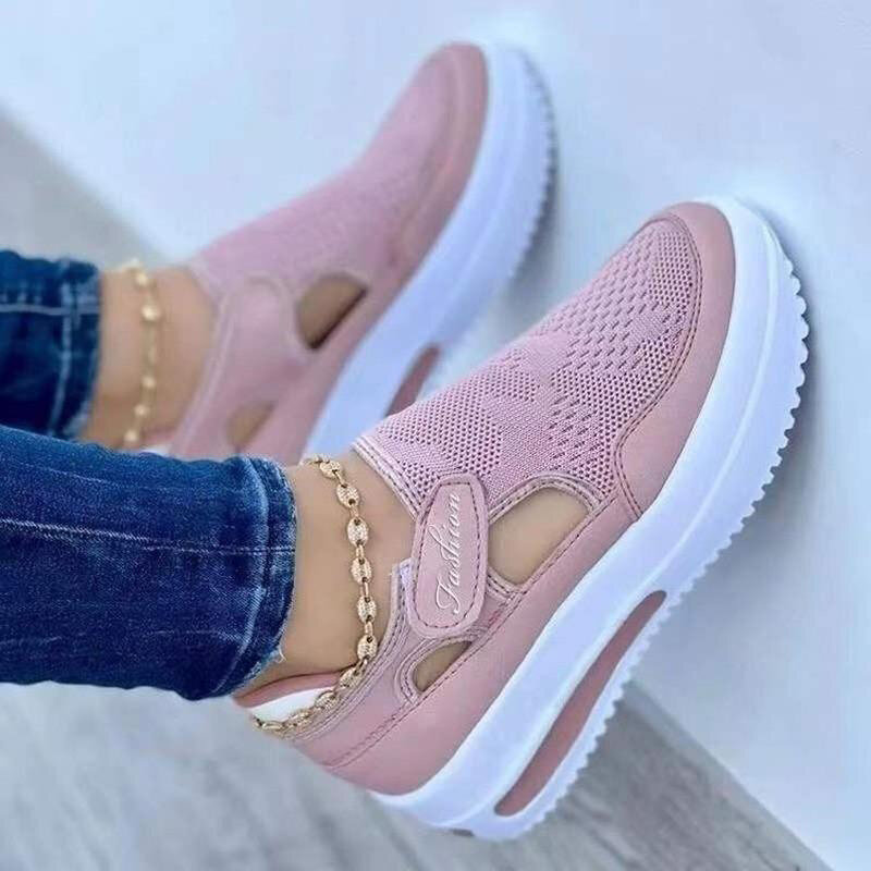 Women Shoes 2022 Summer Platform Sneakers Breathable Mesh Wedge Casual Shoes Big Size 43 Woman Vulcanize Shoes Footwear