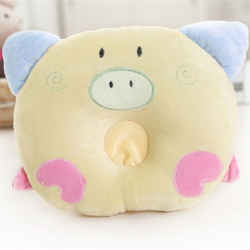 Cerdito de terciopelo con bordado para bebé, almohada de modelado creativa para recién nacido, almohada moldeadora de cabeza antiexcéntrica para bebé