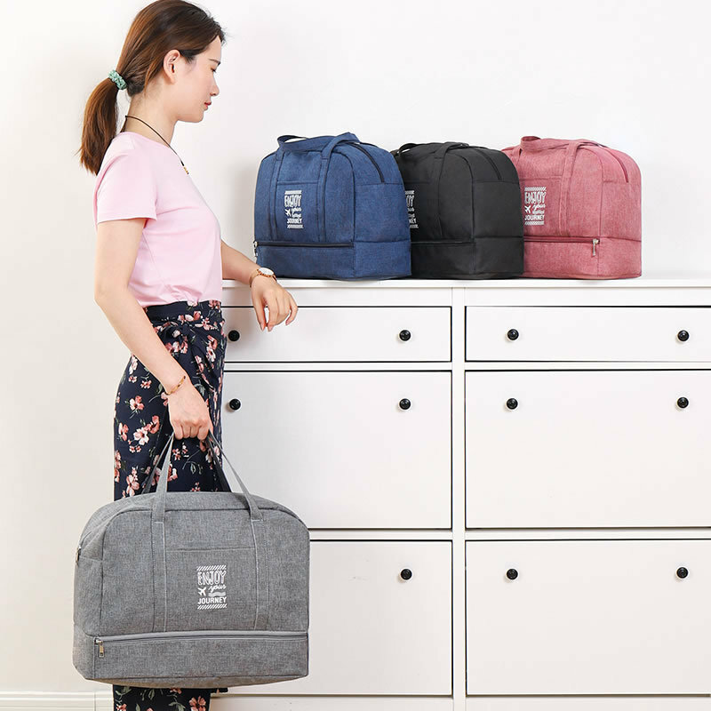 Waterproof Large Capacity Travel Tote Weekend Necessity Folding Duffle Pouch Clothes Belongings Storage Organize Handbag Supplie