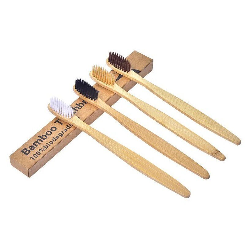 10 шт., Деревянные Зубные щётки с бамбуковой ручкой