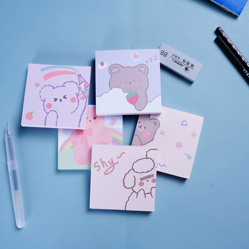 Korean Simple Creative Memo Pad Student Cute Cartoon Notebook Stationery Office Planner Sticky Notes Kawaii Decor Daily Message