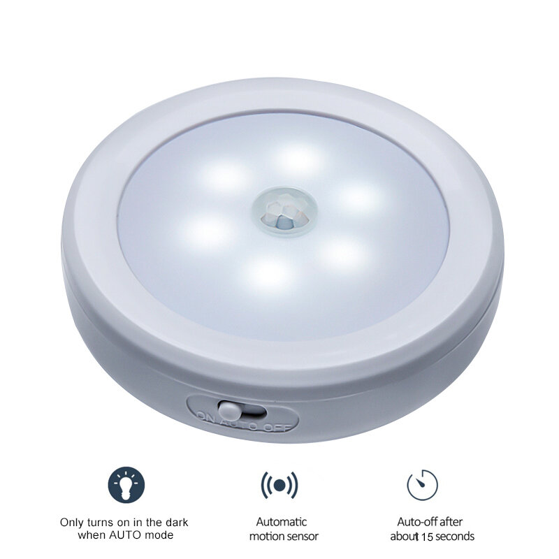 6LED PIR Body Motion Sensor เปิดใช้งานโคมไฟติดผนัง Night Light Induction โคมไฟ Corridor Cabinet LED Sensor Light