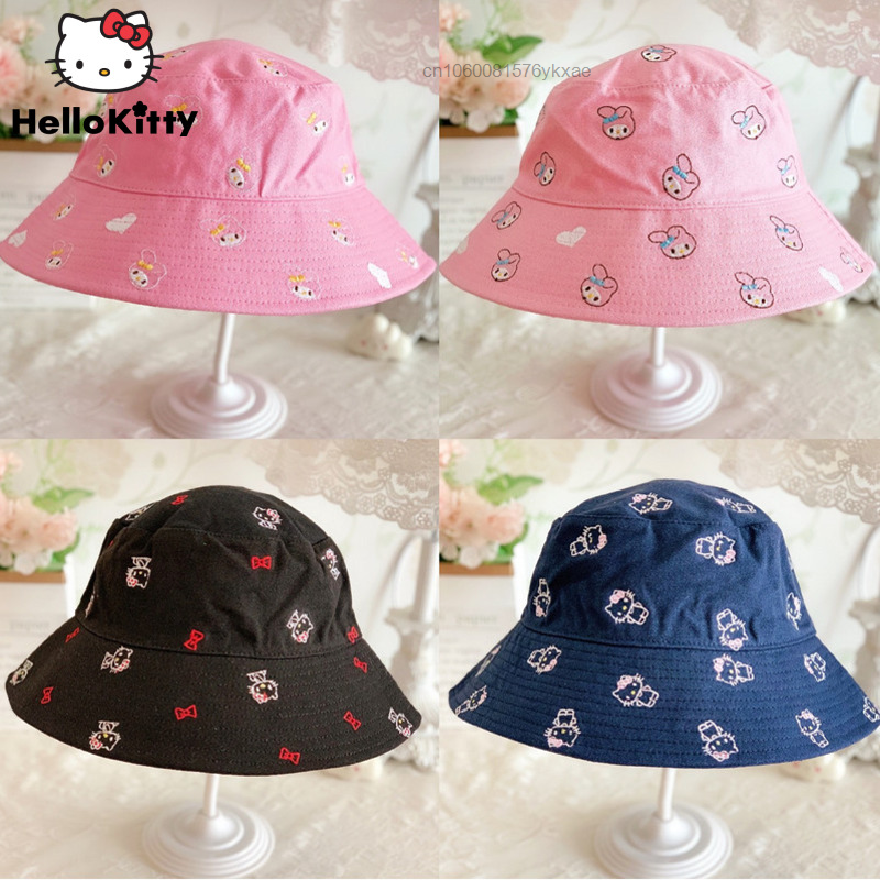 Sanrio – chapeau de pêcheur Hello Kitty pour femmes et adultes, pare-soleil, pare-soleil, résistant au vent, cadeaux de loisirs pour enfants