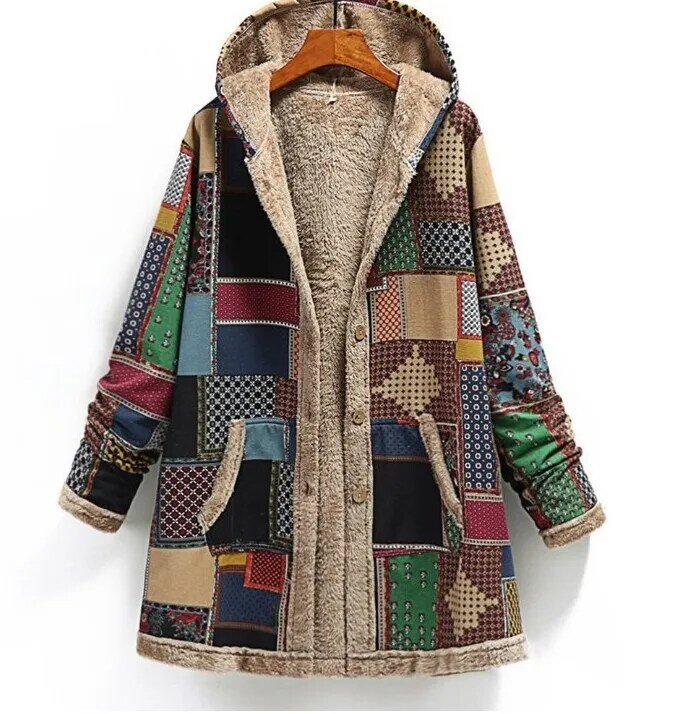 Manteau chaud à capuche pour femme, veste longue en polaire épaisse avec poche, vêtement d'extérieur ample, Vintage, collection hiver 2022