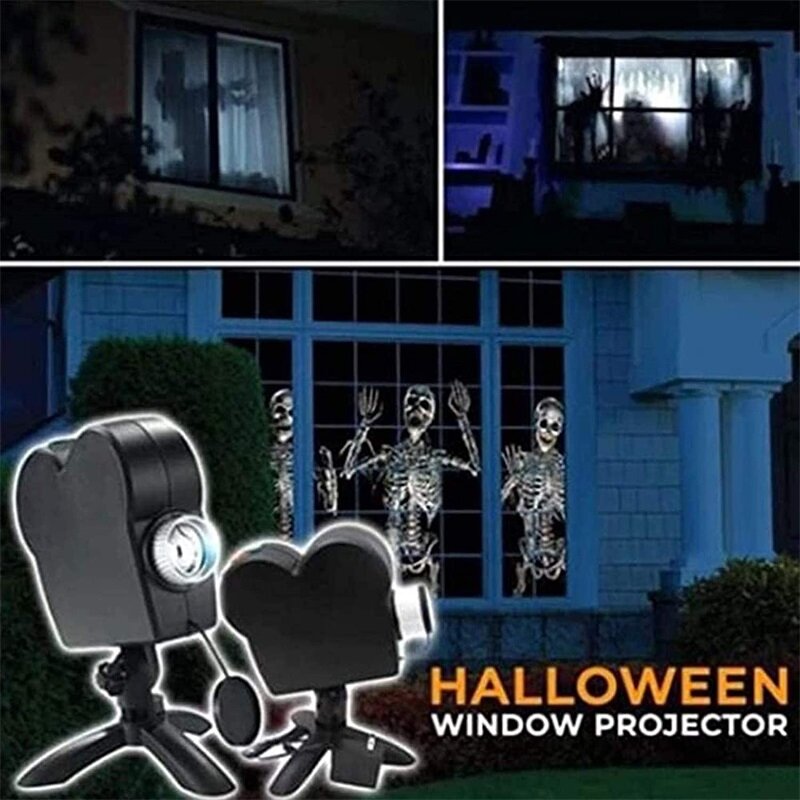 Christmas Window Projector Home Laser Projector Mini Theater 12 Movie Lamp for Horror Holographic Projection Indoor Outdoor