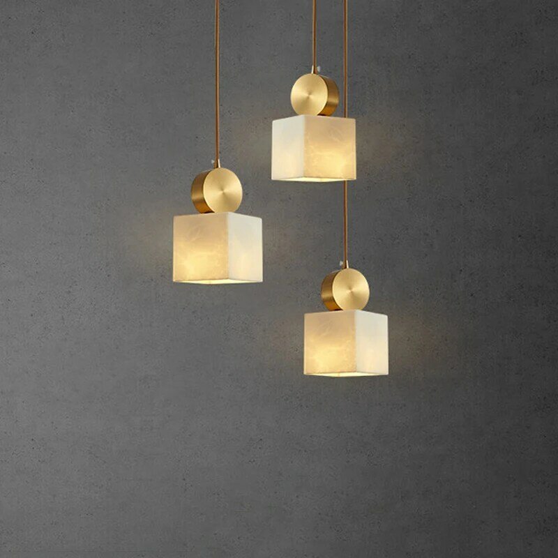 Imitação de mármore luz pingente luxo dourado decoração para casa lustre sala jantar moda cabeceira lâmpada pendurada