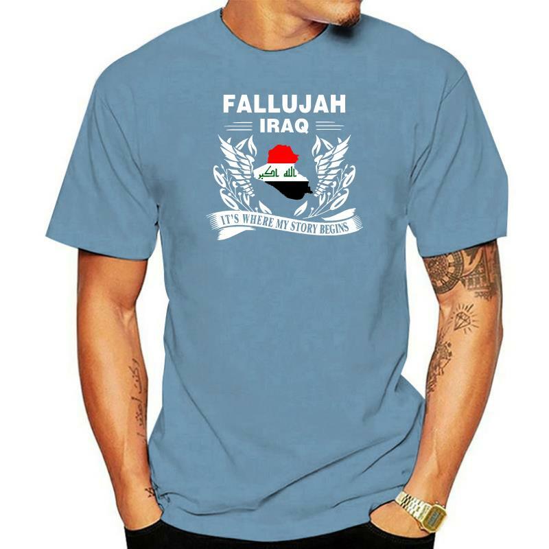 Новинка 2022, летняя мужская популярная модная футболка с надписью «Куда начинается My Story» в Ираке, мужские рубашки с круглым вырезом из 100% хло...