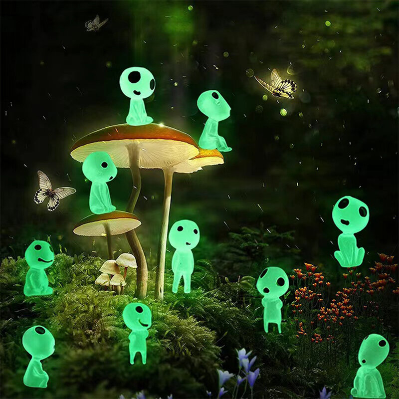 5/10 Buah Dekorasi Alien Taman Elf Bercahaya Kit Hantu Dalam Gelap Bersinar Mikro untuk Dekorasi Taman Pemandangan Mikro Taman Peri