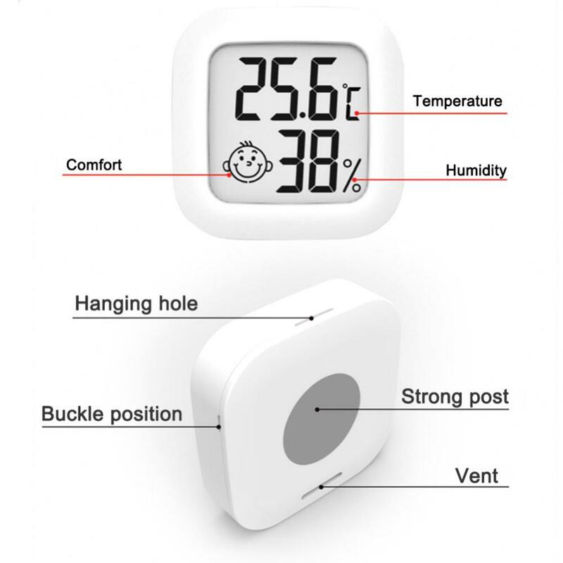 جهاز استشعار درجة الحرارة والرطوبة صغير من Smile جهاز قياس درجة الحرارة الرقمي بشاشة LCD مستشعر درجة حرارة الغرفة في الأماكن المغلقة جهاز استشعار المنزل الذكي