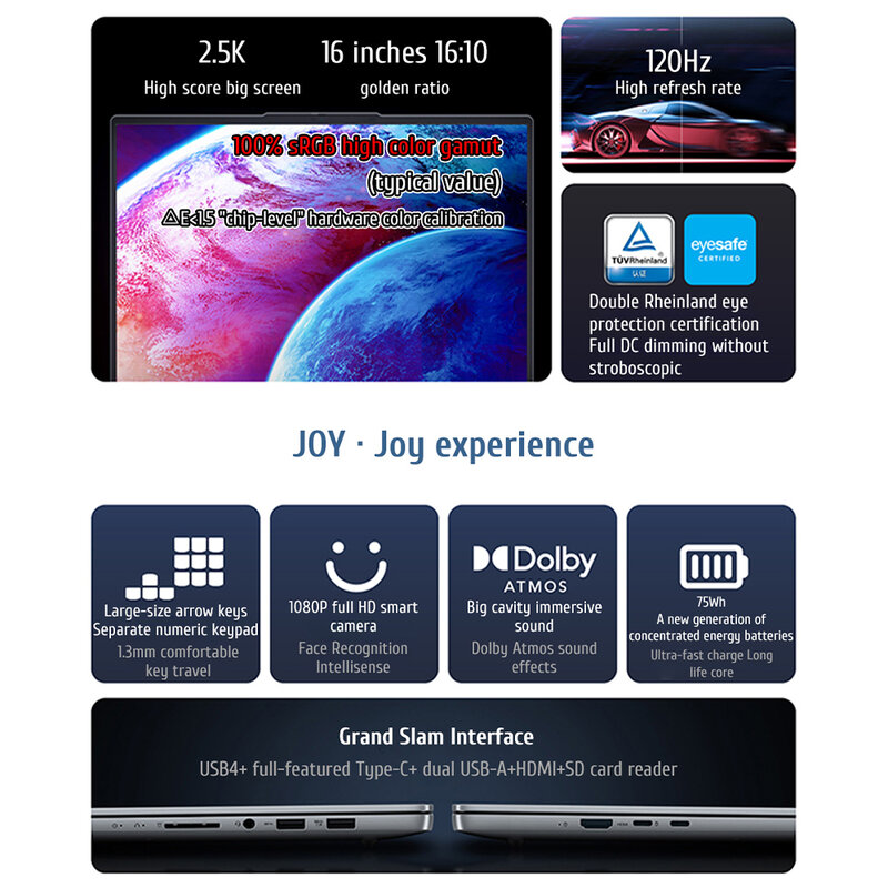 2023 Lenovo XiaoXin Pro 16 7735HS R7 AMD Ryzen 16G/32G RAM 1T/2T SSD 16-inch 2.5K 120Hz คีย์บอร์ดโน้ตบุ๊คแบ็คไลท์ใหม่