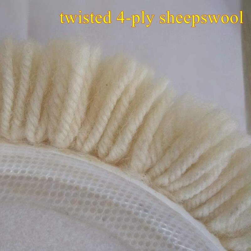 Almofadas de polimento de lã de 3 pces almofadas de polir com gancho e laço para trás para composto, corte e polimento