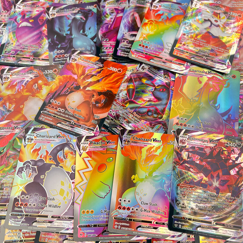 50-300 قطعة بطاقة البوكيمون مشرقة تاكارا تومي أوراق للعب العلامة فريق VMAX GX الخامس ماكس معركة كارت التجارة ألعاب أطفال