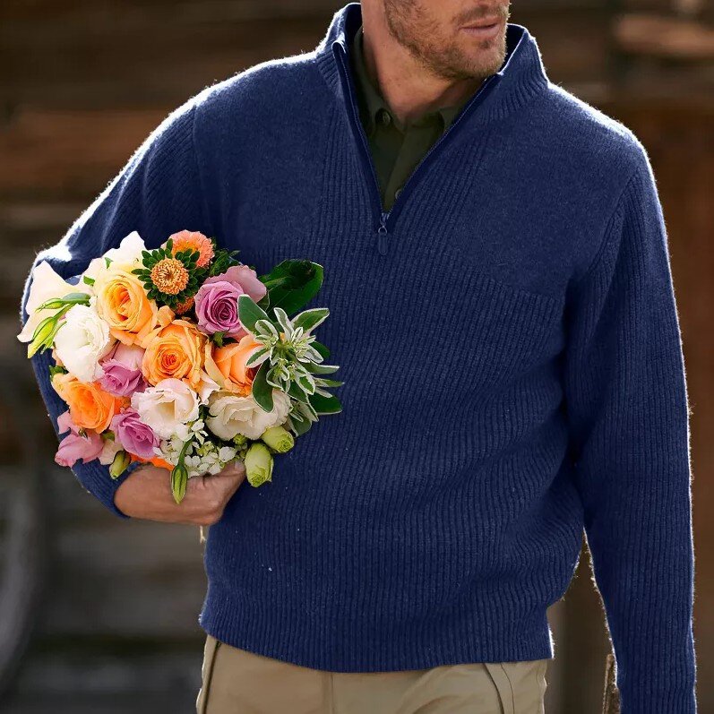 Suéter de gran tamaño para hombre, suéter grueso de Color sólido con cremallera, estilo Casual, cómodo, para Otoño e Invierno