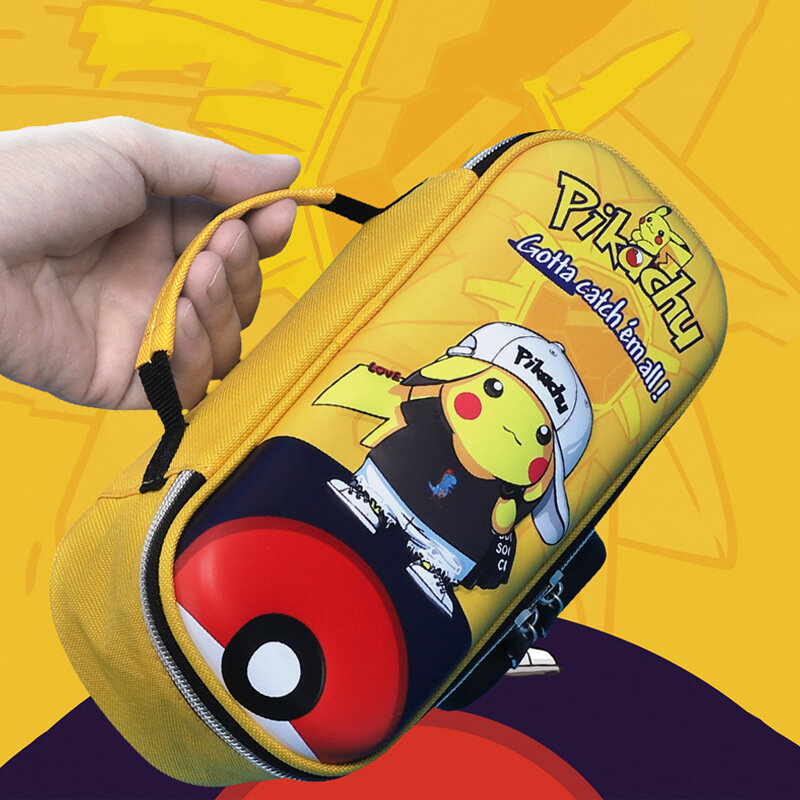 Pokemon Anime Ngoại Vi Túi Bút Pikachu Khóa Mật Khẩu Hộp Văn Phòng Phẩm Bút Dễ Thương Túi Dung Tích Lớn 3D Stereo Chì