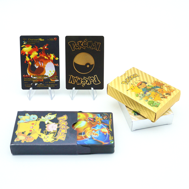 TAKARA TOMY 27-55 шт. золотые серебряные карточки с покемоном, испанская и английская версия, праздничный подарок, коллекция хобби
