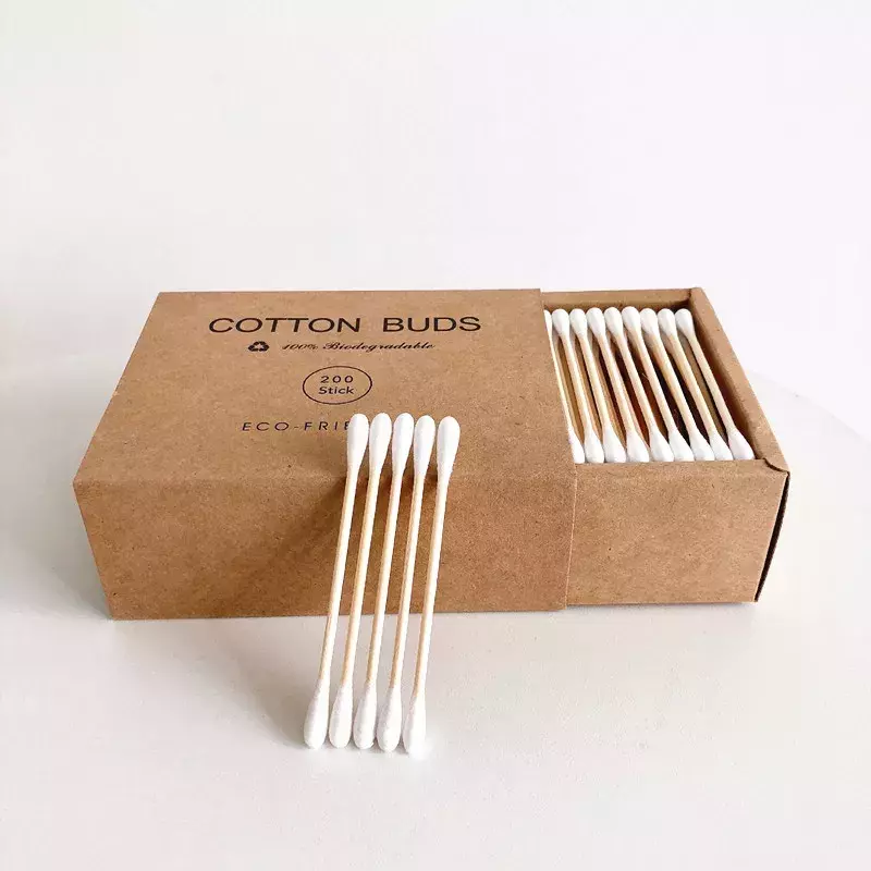 200Pcs Bamboo Cotton Swab Organic White Purification Dust-Free Sterile Cotton Buds Natural Cosmetic Tips Environmental Beauty