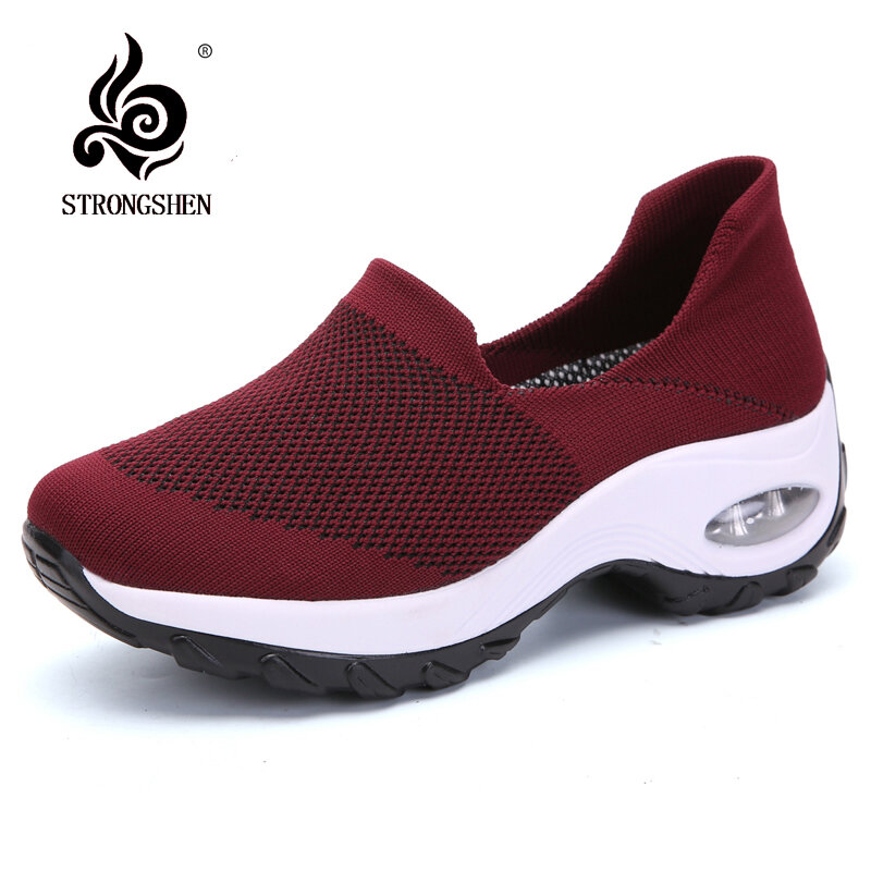 STRONGSHEN-Zapatos de plataforma plana para Mujer, mocasines informales de malla transpirable, náuticos