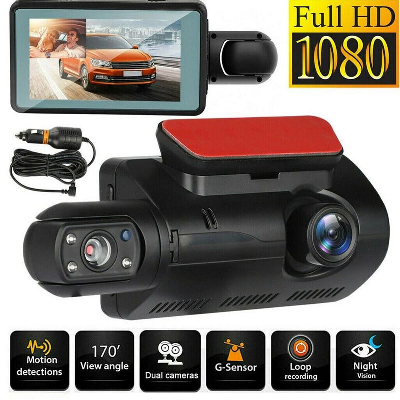 Gravador de vídeo do carro da caixa preta hd 1080p do traço da lente dupla para carros com visão noturna wifi g-sensor de gravação do laço câmera do carro dvr