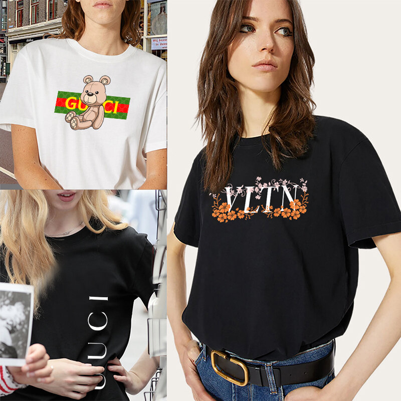 Womens Cotton T-SHIRT Vintage T-shirts 2022 Women Jersey Tee Shirt Graphic Tees Oversized T Shirt Short Sleeve Tops Luxury Brand