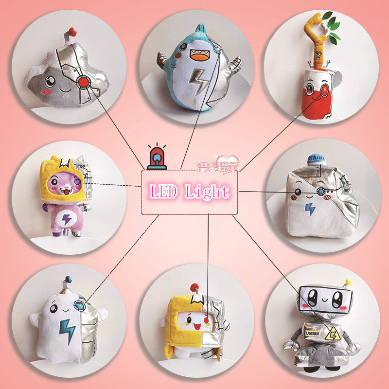 새로운 기계 Lankybox 플러시 장난감 Kawaii 로봇 상어 Lanky 상자 애니메이션 Plushie 인형 어린이위한 Led 완구 어린이 크리스마스 선물