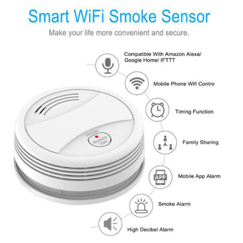 Alarma de humo independiente para interior y hogar, Sensor de alarma inteligente inalámbrico con sonido de 80 dB, Control por aplicación Smart Life, Tuya, 2022