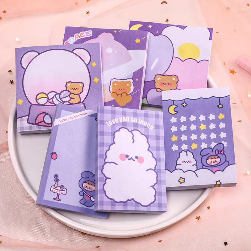 Korean Ins Cute Rabbit Sticky Notes Student Message Cartoon Learning Stationery N Times Paste Office Planner Memo Pads Wholesale