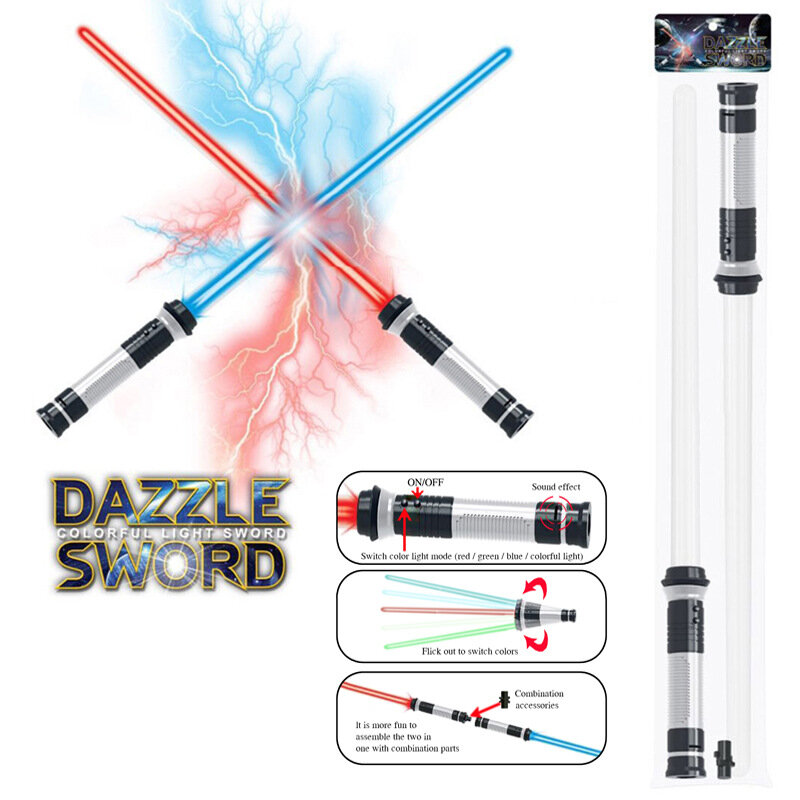 WANARICO 1/2pcs lampeggiante spada Laser doppia spada giocattoli suono e luce per bambine