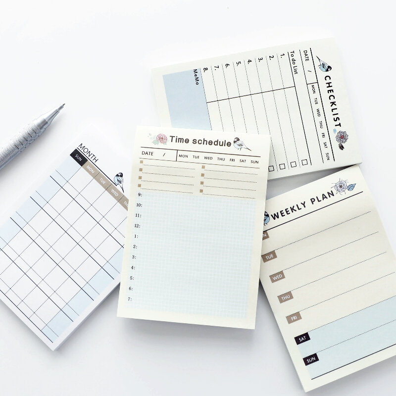 1 ~ 4 Stuks Eenvoudige Memo Pad Voor Ur Tijd Schema Checklist Wekelijkse Plannen Maandelijkse Plan Papieren Planner pasteable Handige Kleverige Memo