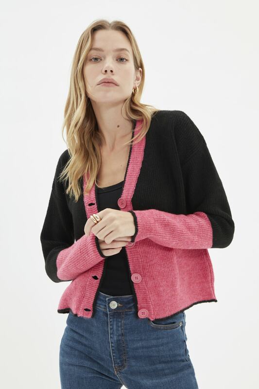 Trendyol – Cardigan en tricot, bloc de couleurs, pour femmes