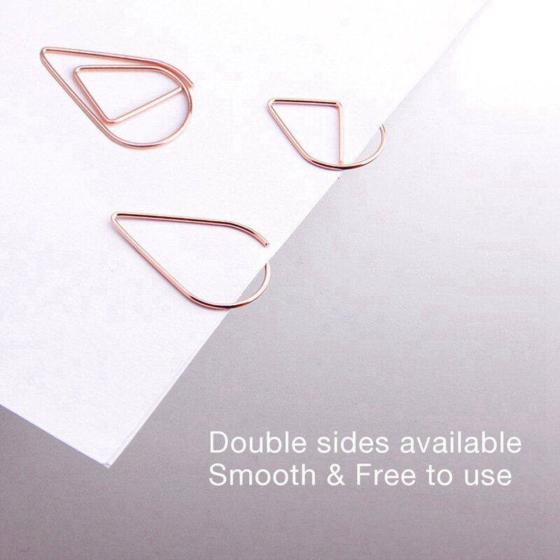 PPYY-400 Pcs Rose Gold Cute Paper Clips, Smooth Drop-Shaped Paper Clips For Office School Student(1 Inch / 25Mm)