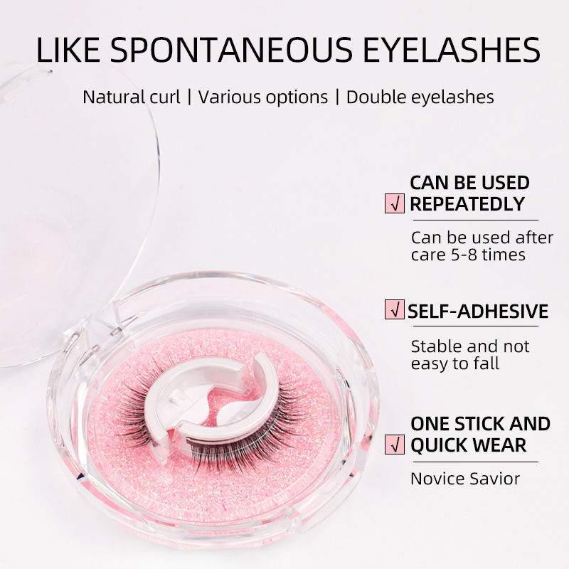Reusable Self Adhesive Eyelashes ไม่มีกาวหรืออายไลเนอร์ที่จำเป็น,ใส่ได้ง่าย,stable/Non-Slip False Lashes เหมาะสำหรับสตรี