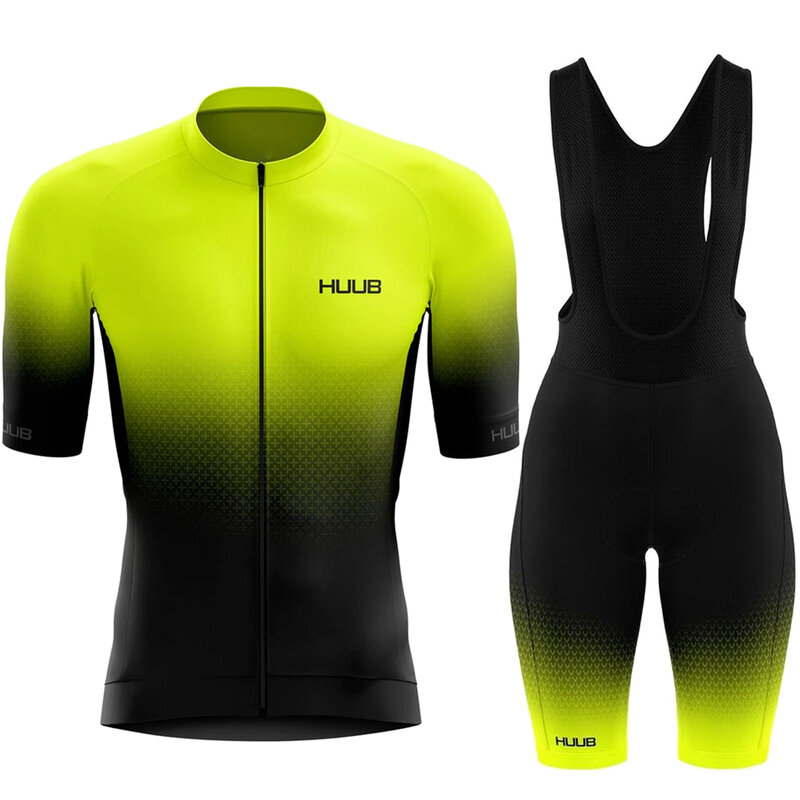 2022 HUUB Cycling Jersey+Bib shorts Set Mens Team Mountain Bicycle Clothing Short Sleeve Suit MTB Bike Training Uniform