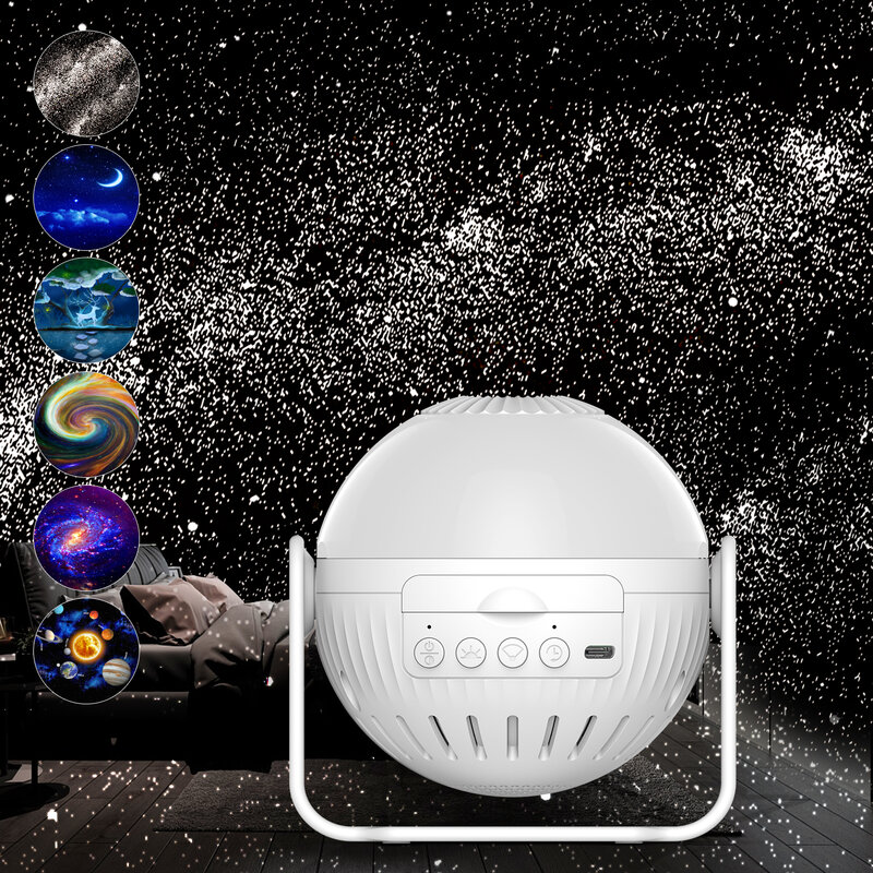 LED Stern Projektor Nachtlicht 6 in 1 Planetarium Projectionr Galaxy Starry Sky Projektor Lampe USB Nacht Rotierenden Lichter 우주 무드등